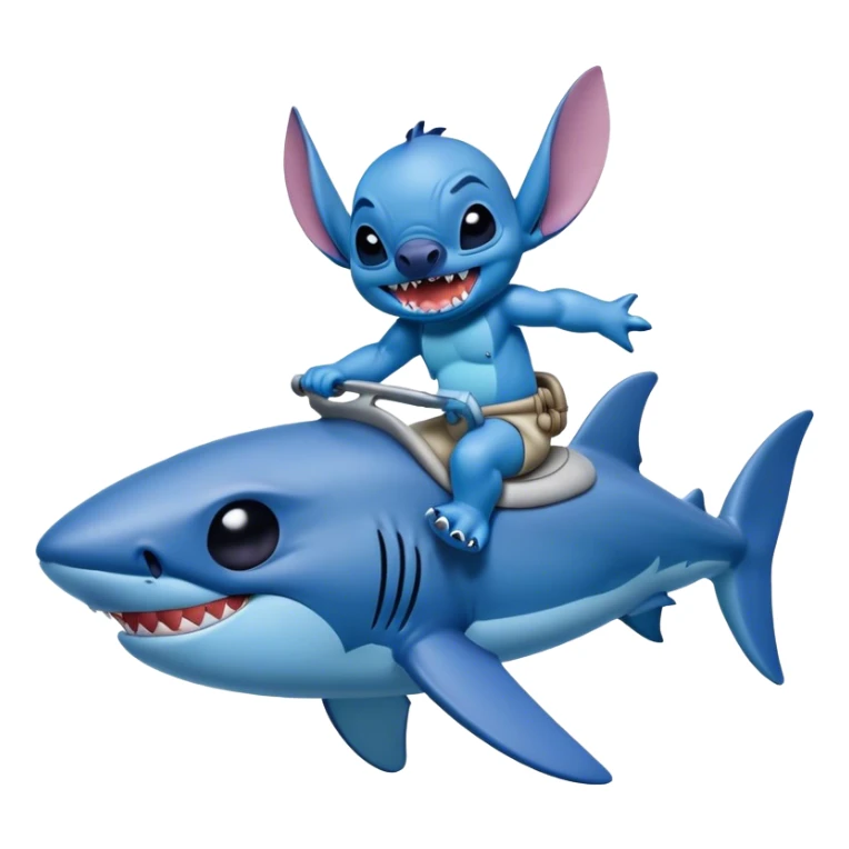 Disney's stitch, riding a shark  sticker