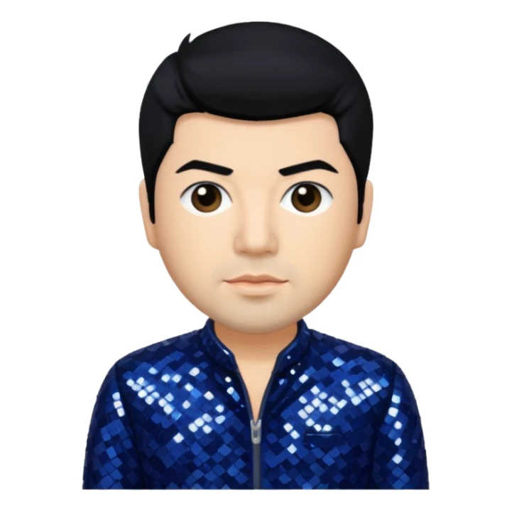 Chino Moreno with black hair, navy blue sequin outfit  sticker