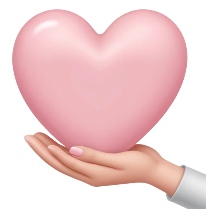 light pink heart laying in white hands sticker