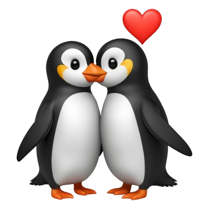 A pingouin sending a kiss with a red heart  sticker