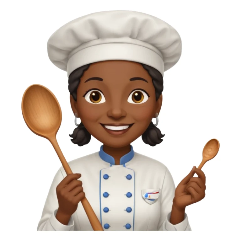 woman old  black chef with spoon sticker