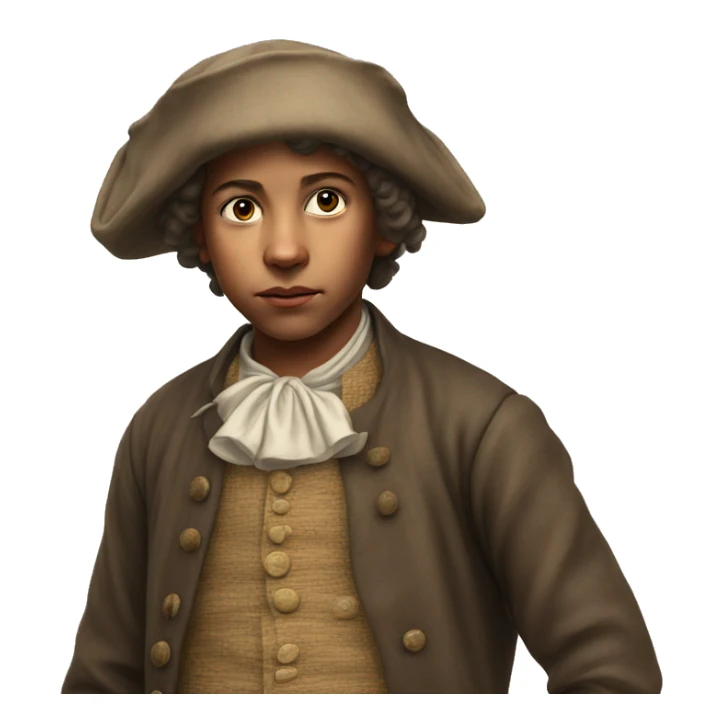 18th century peasant boy without headdress photorealistic serious sticker