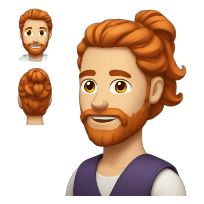 Red head bearded man with long hair in a bun sticker