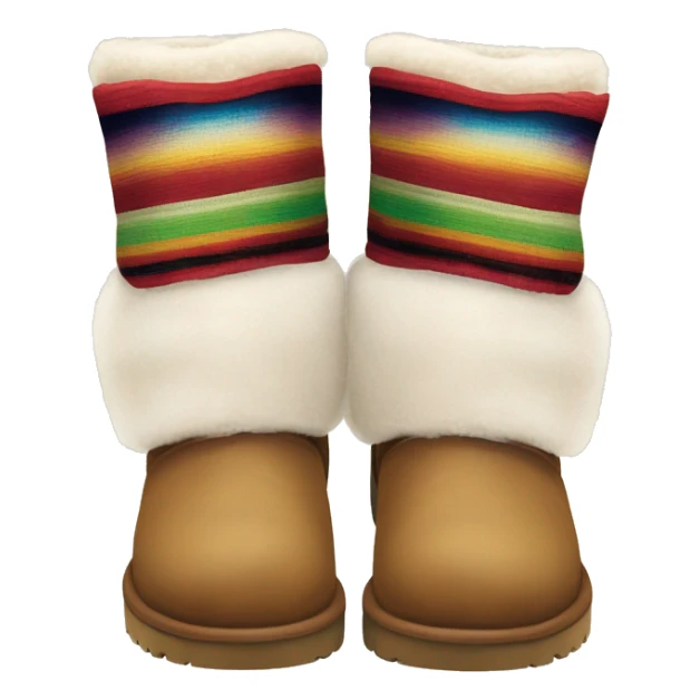 Realistic pair of serape fur Ugg boots with bows. sticker
