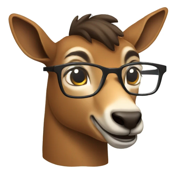 happy smart smiling brown chamois with glasses right profile sticker