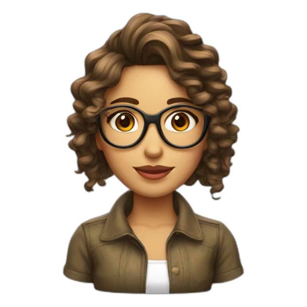 Chica alta de cabello largo y rizado y gafas sticker