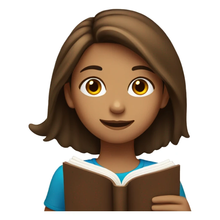 A girl with brown hair is reading a book. sticker