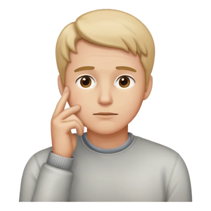 person standing hand on chin thinking sticker