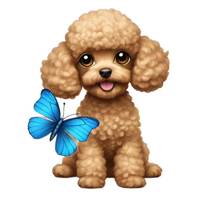 Toy poodle with blue butterfly  sticker
