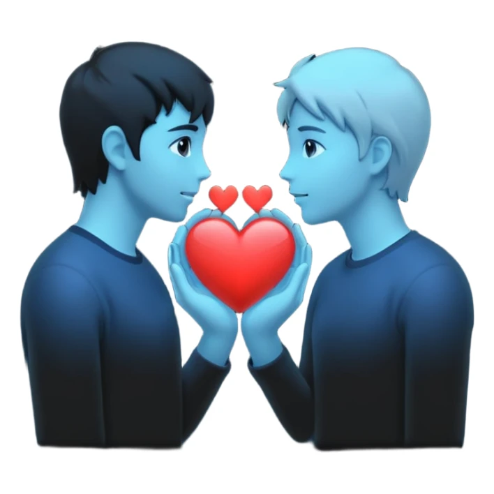 silhouette speaking to another with a heart between them sticker