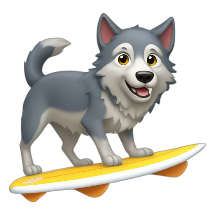 Loup qui fait du surf sticker