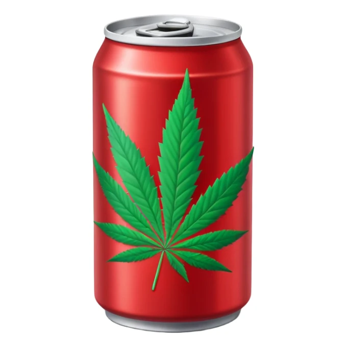 red soda can with a green cannabis leaf printed on it sticker