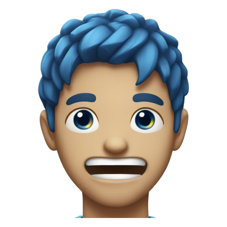 Blue fear emoji but smiling sticker