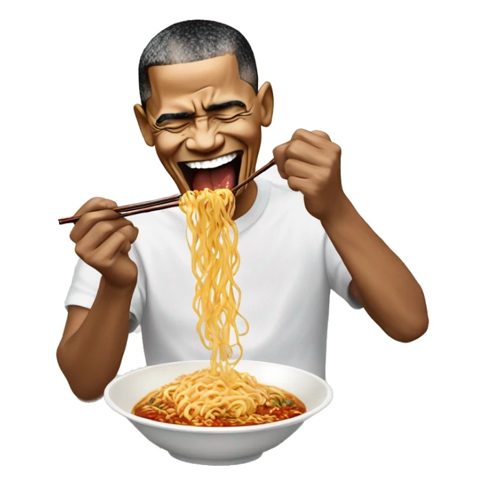 Barack Obama eating spicy ramen noodle challenge sticker