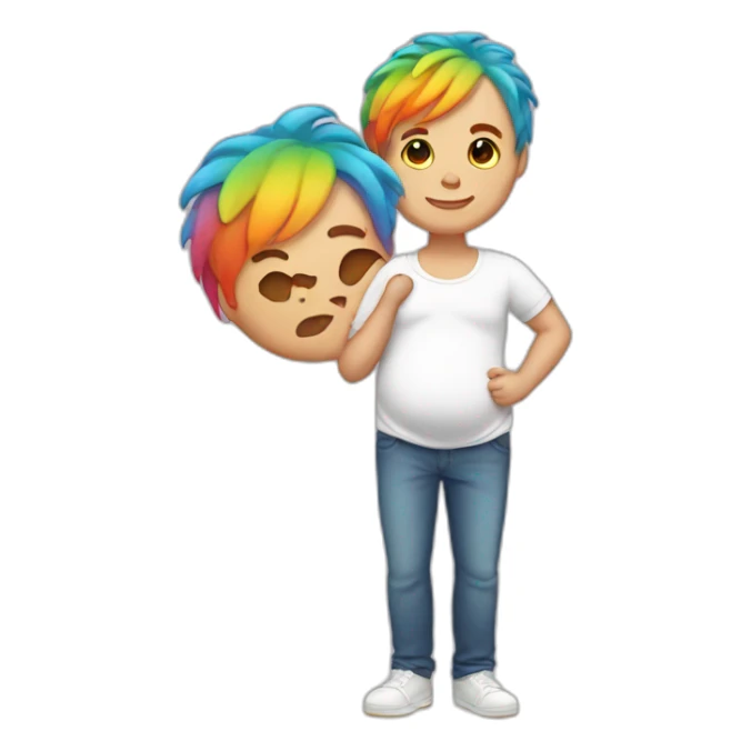 pregnant male with rainbow hair sticker