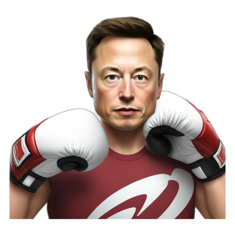 elon musk with boxing gloves, ready ti fight sticker