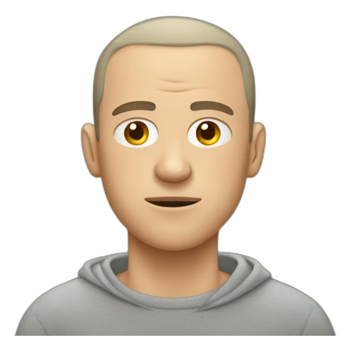 tired white man with buzz cut in gray sweatshirt is spooked sticker