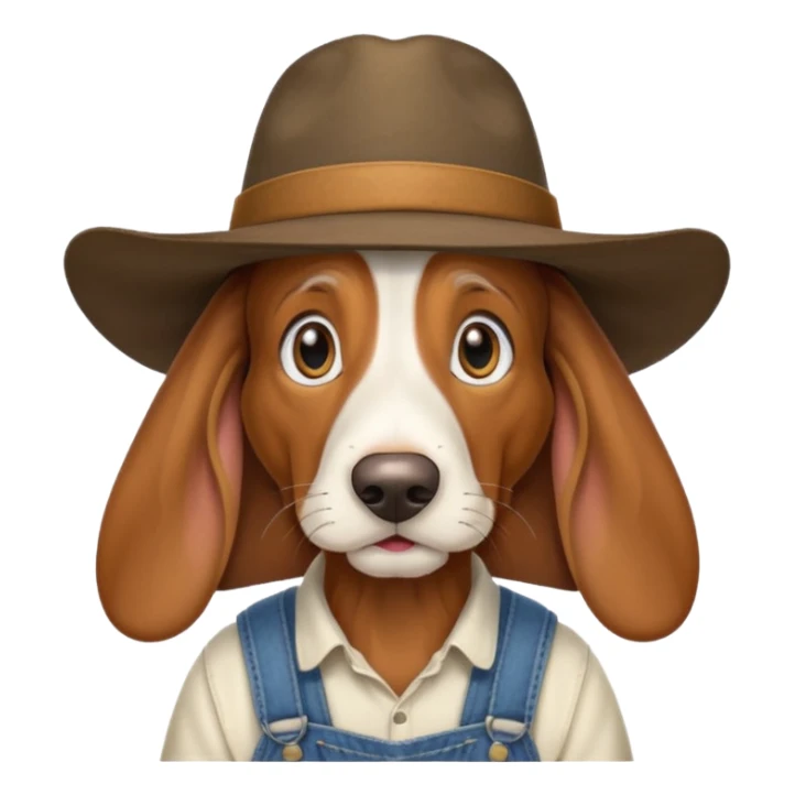 toothless hillbilly basset hound wearing a stetson and dungarees and has droopy eys sticker