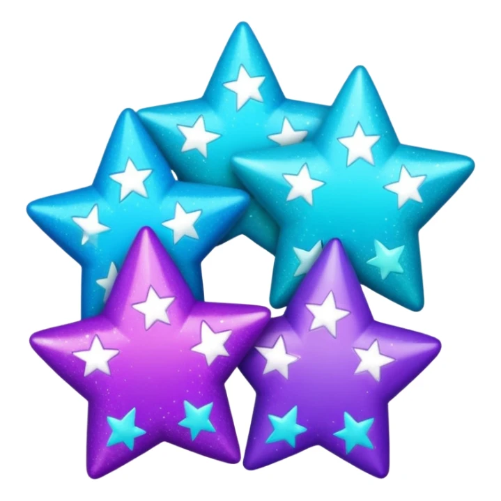glitter purple and cian 3 stars  sticker