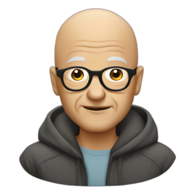 Old bald man no beard big round glasses sticker
