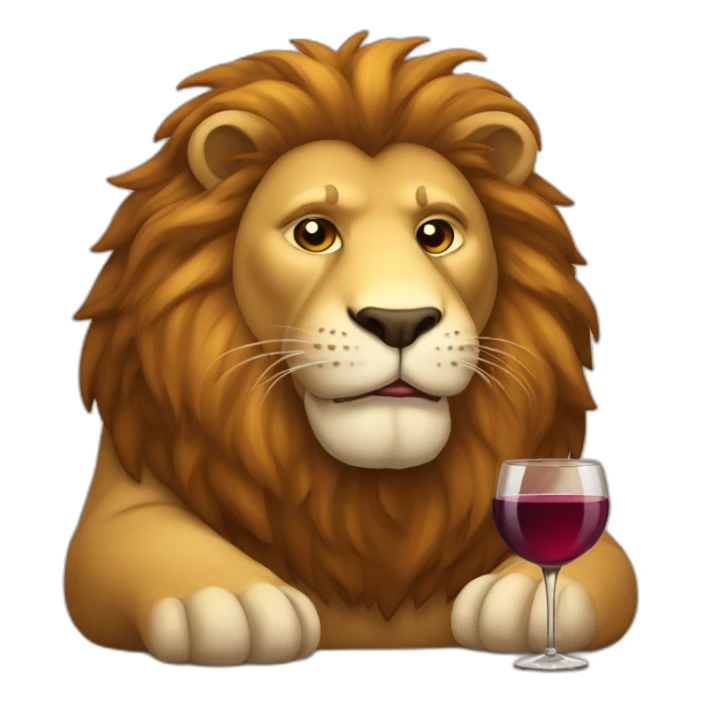 Fat lion with a glass of wine sticker
