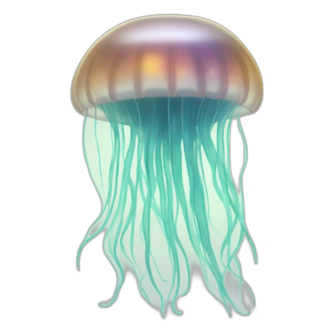 A serene jellyfish emoji with its translucent body pulsating slowly and its tentacles gracefully swaying in the currents. sticker