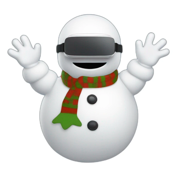 full body christmas michelin man snowman in vr headset sticker