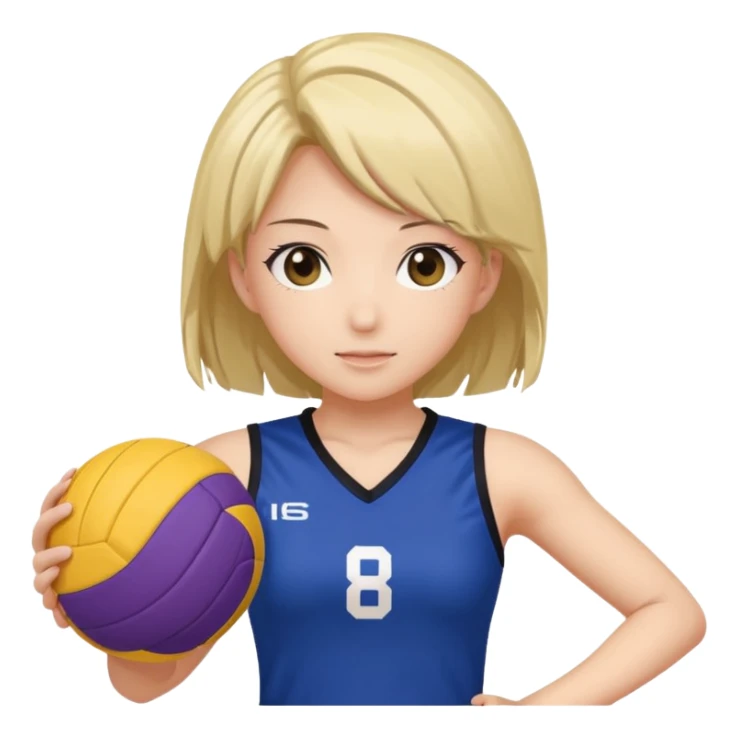 volleyball player, anime girl, with volleyball ball sticker