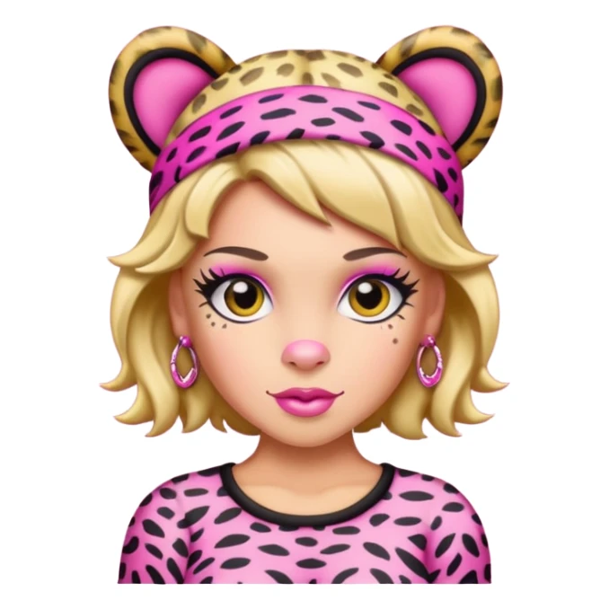 P!nk in leopard costumes with leopard headband sticker