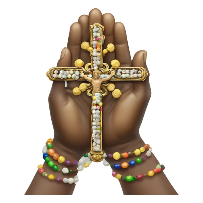 PRAYING HANDS WITH BEADED HOLY cross ROSARY IN HANDS  sticker