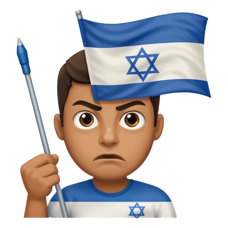İsrail Bayrak tutan ve çok kızgın bakan adam sevmemiş gibi sticker