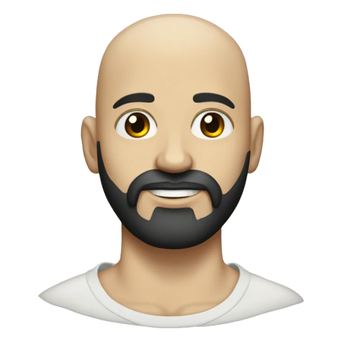 White bald man with black beard and heart tattoo under left eye sticker