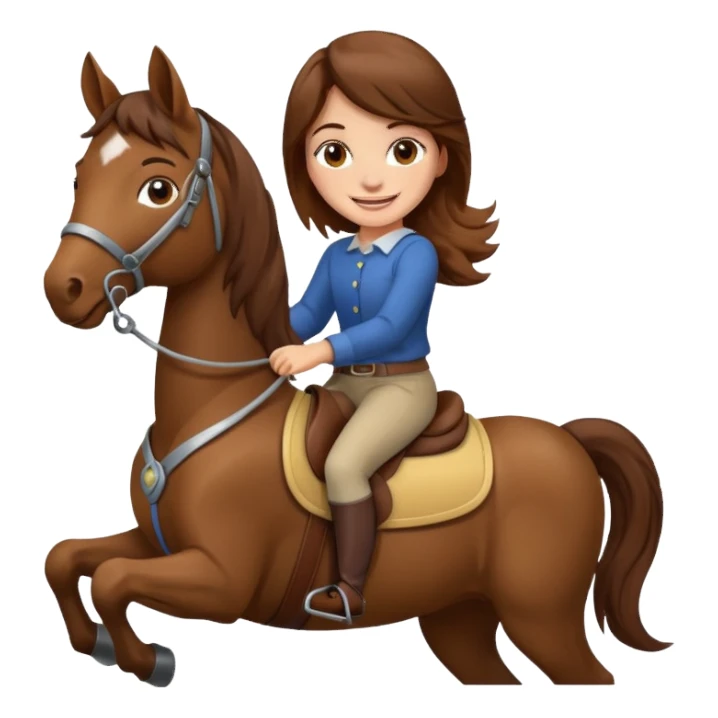 brown haired girl on a horse smiling' sticker