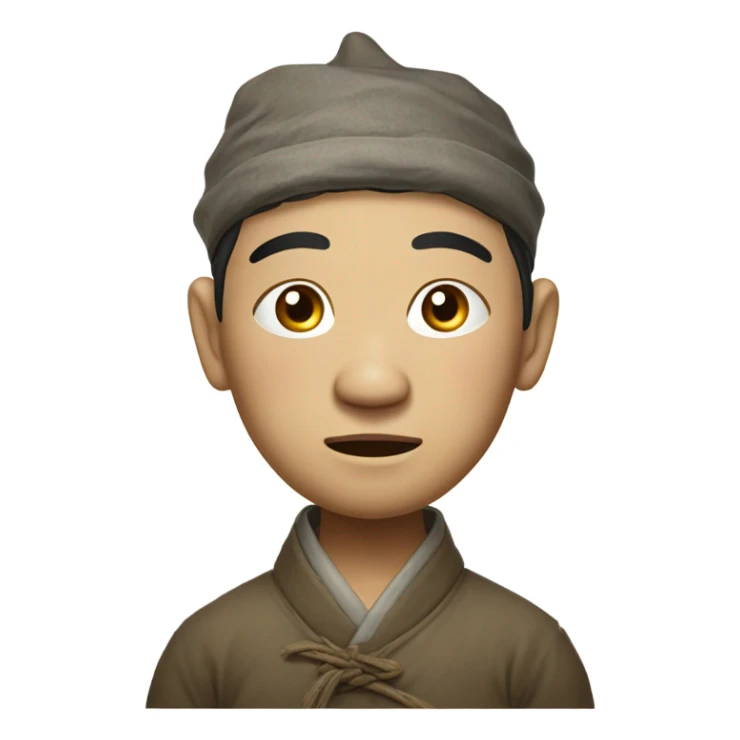 photorealistic sad Chinese peasant 1960s sticker