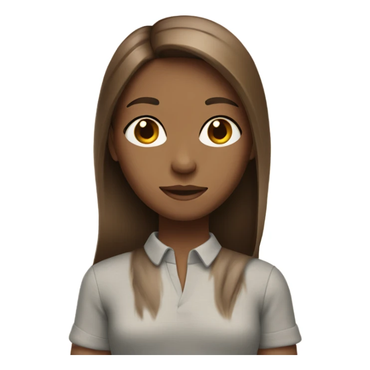 Girl with long brown straight hair middle parted sticker