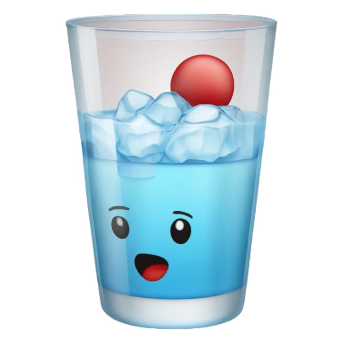 Un vaso de agua con hielo y un sorbete rojo sticker
