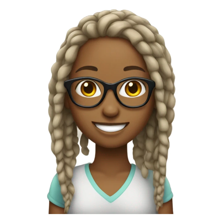 smiling girl with glasses with locs sticker