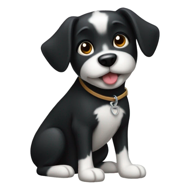 a little black dog with a white chest and white paws sticker