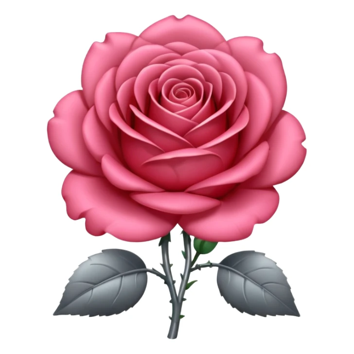 gray metal chrome rose, without green leaves, just flower sticker