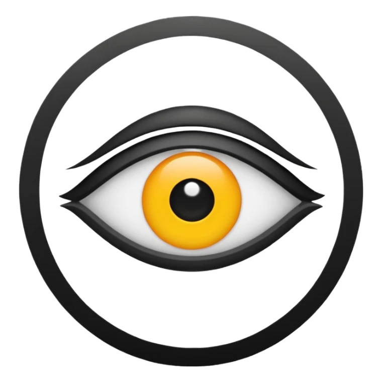iOS emoji, minimal eye symbol, circle with dot, flat sticker