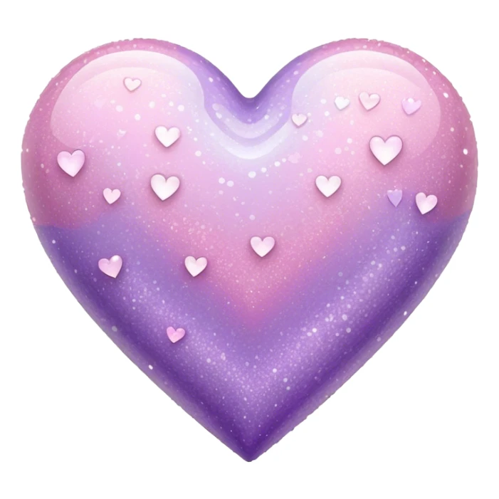 White, light pink, light purple sparkly heart sticker