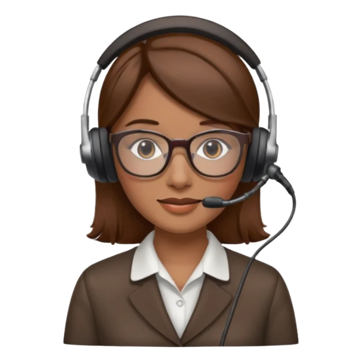 Frau, braune Haare, Brille, mit Headset für Kundenberatung sticker