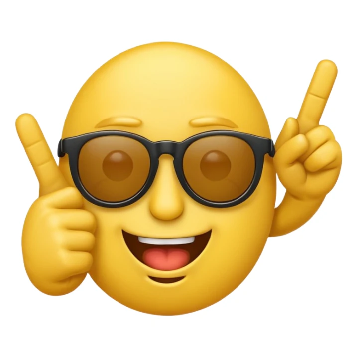 Yellow emoji with sunglasses giving middle finger sticker