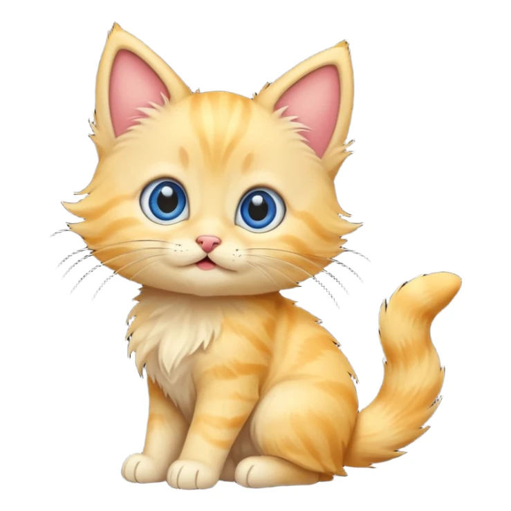 A cute cartoon yellow kitten sitting and wagging its tail. sticker