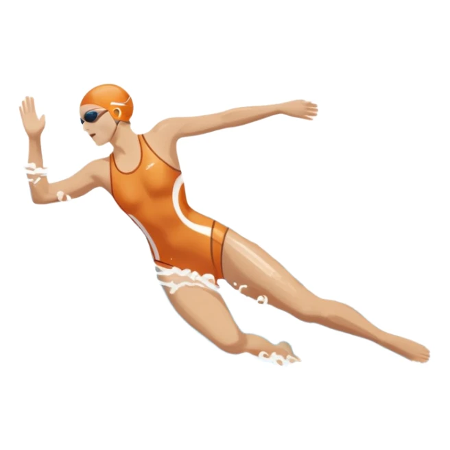 An icon featuring a swimmer in mid-stroke, cutting through the water with a strong, fluid motion. The design includes ripples around the swimmer’s body and a pool lane line in the background, symbolizing speed and technique in swimming. Transparent background highlights the grace sticker