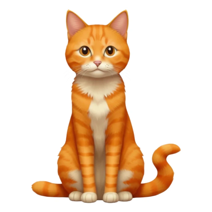 full body solid orange domestic shorthair slim cat sitting sticker