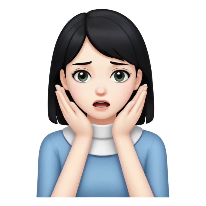 Girl with black hair choking neck with hands sticker