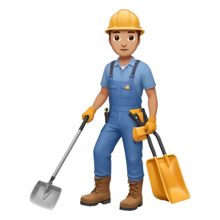 Landscaping company worker, shoveling, full body sticker