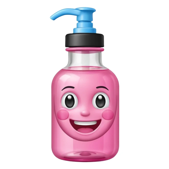 Smiling freaky baby oil bottle pink sticker