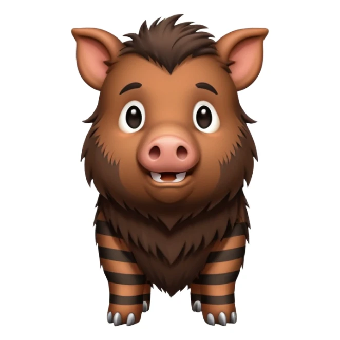 cute hairy boar, dark brown with stripes  sticker